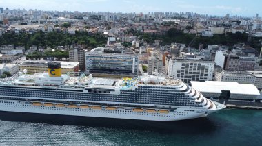 salvador, bahia, brazil - february 1, 2023: cruise ship is seen berthed in the port of the city of Salvador.