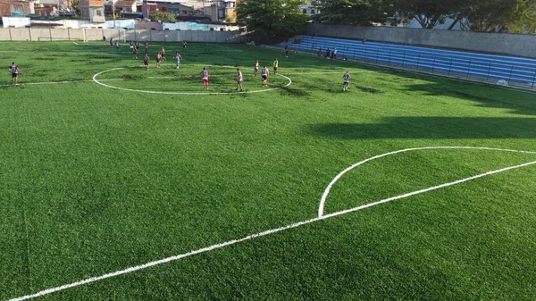 Itabuna Bahia Brasil Julho 2022 Campo Futebol Com Grama Sintética — Fotografia de Stock
