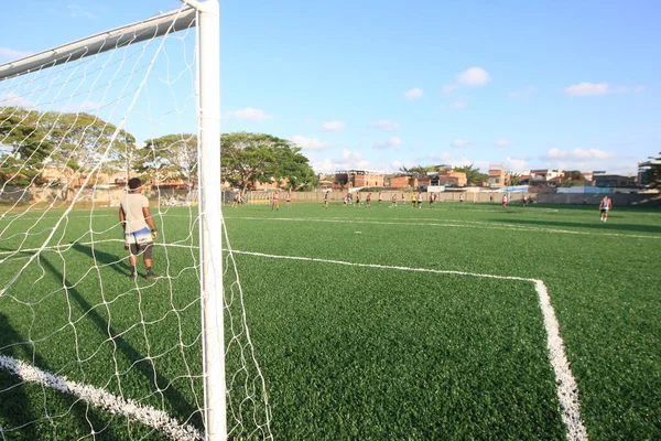 Itabuna Bahia Brazl Červenec 2022 Fotbalové Hřiště Syntetickou Trávou Městě — Stock fotografie