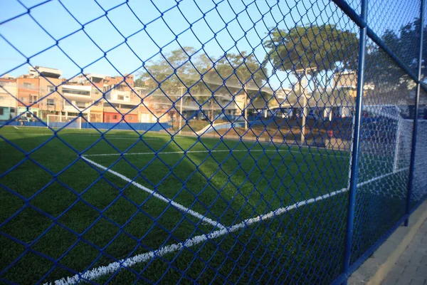 Itabuna Bahia Brazl Lipca 2022 Boisko Piłkarskie Trawą Syntetyczną Mieście — Zdjęcie stockowe