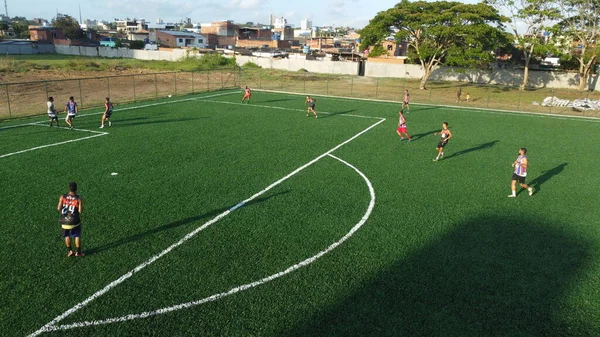 Itabuna Bahia Brazl Juillet 2022 Terrain Football Avec Gazon Synthétique — Photo