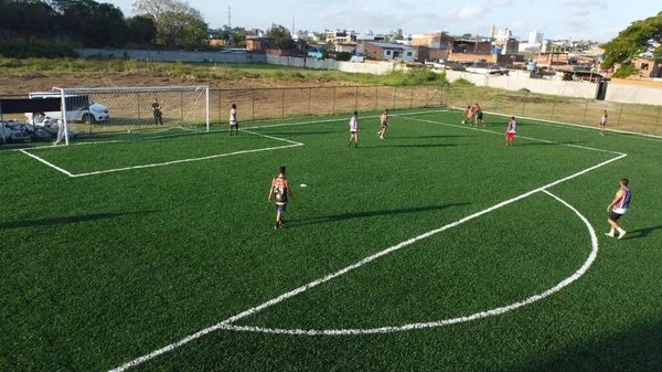 Itabuna Bahia Brazl Iulie 2022 Teren Fotbal Iarbă Sintetică Orașul — Fotografie, imagine de stoc