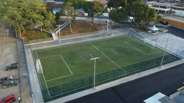 Itabuna Bahia Brasile Luglio 2022 Campo Calcio Con Erba Sintetica — Foto Stock