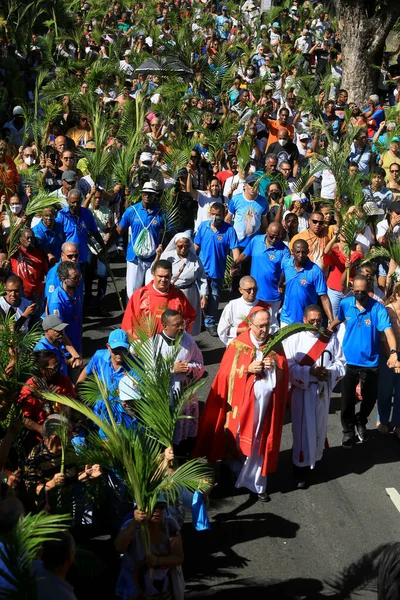 Σαλβαδόρ Μπαΐα Βραζιλία Απριλίου 2023 Καθολικοί Γιορτάζουν Την Κυριακή Των — Φωτογραφία Αρχείου