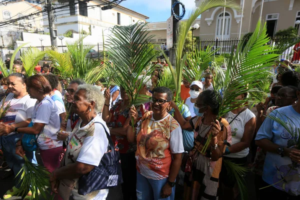 stock image salvador, bahia, brazil - april 2, 2023: Catholics celebrate Palm Sunday, the date marked by the entry of Jesus Christ into Jesusalem.