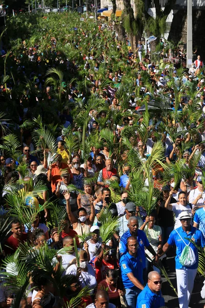 Salvador Bahia Brasilien April 2023 Katholiken Feiern Palmsonntag Das Datum — Stockfoto