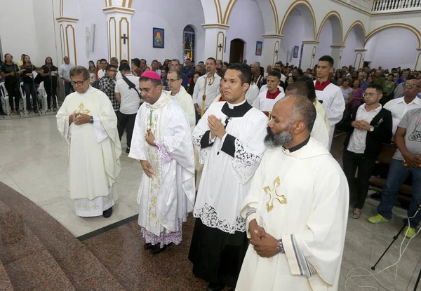 Serrinha Bahia Brasil Abril 2023 Missa Marca Início Procissão Fogos — Fotografia de Stock