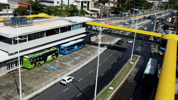 Salvador Bahia Brasil Abril 2023 Ônibus Sistema Brt Transporte Cidade — Fotografia de Stock
