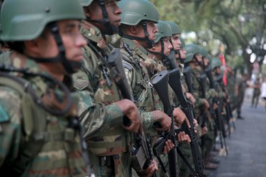 salvador, bahia, brazil - september 7, 2022: military personnel of the Brazilian Navy participate in the military parade commemorating the independence of Brazil in the city of Salvador.