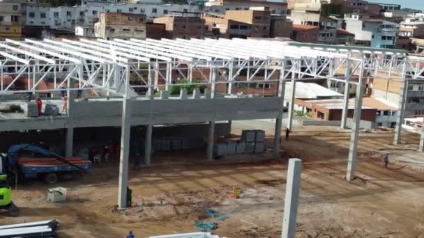 Salvador Bahia Brazil Апреля 2023 Вид Воздуха Район Строительства Супермаркета — стоковое видео