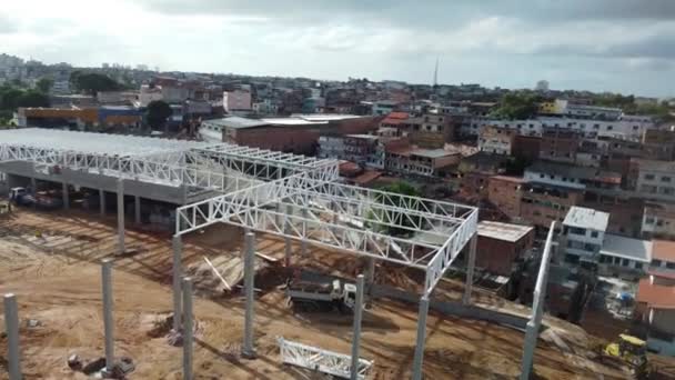 Salvador Bahia Brazil April 2023 Aerial View Atacadao Supermarket Construction — Stock Video