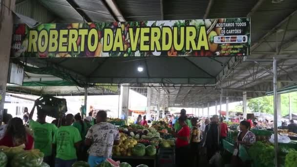 Feira Santana Bahia Brasile Aprile 2023 Mercanti Clienti Vengono Visti — Video Stock