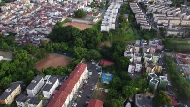 Salvador Bahia Brazil Απριλίου 2023 Αεροφωτογραφία Της Λαϊκής Πολυκατοικίας Στην — Αρχείο Βίντεο