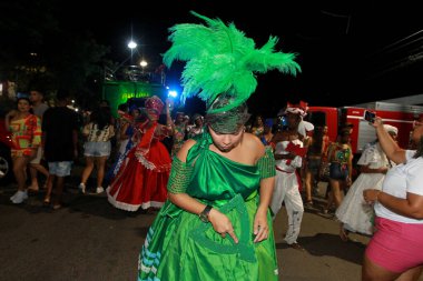 Feira de Santana, Bahia, Brezilya - 23 Nisan 2023: Feira de Santana şehrindeki micareta sırasında Afro blok geçidi.