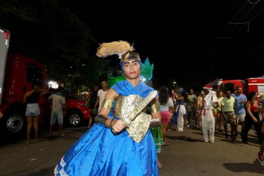 Feira de Santana, Bahia, Brezilya - 23 Nisan 2023: Feira de Santana şehrindeki micareta sırasında Afro blok geçidi.