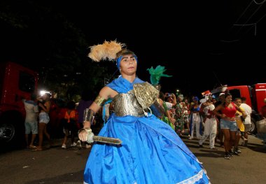 Feira de Santana, Bahia, Brezilya - 23 Nisan 2023: Feira de Santana şehrindeki micareta sırasında Afro blok geçidi.