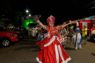 Feira de Santana, Bahia, Brezilya - 23 Nisan 2023: Feira de Santana şehrindeki micareta sırasında Afro blok geçidi.