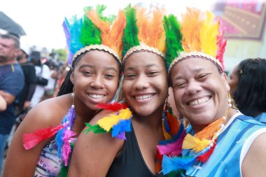 Salvador, Bahia, Brezilya - 22 Şubat 2023: Salvador şehrindeki şenliklerde eğlenin..