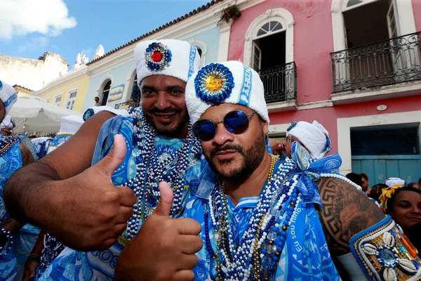 Salvador Bahia Brasil Febrero 2023 Miembros Del Bloque Carnaval Filhos — Foto de Stock