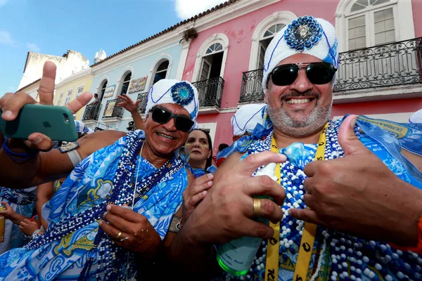 Salvador Bahia Brasilien Februar 2023 Mitglieder Des Karnevalsblocks Filhos Gandy — Stockfoto