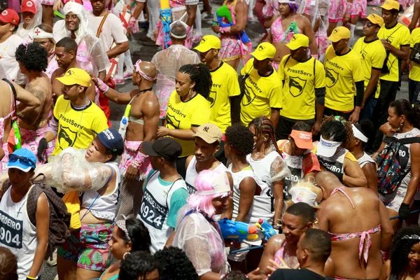 Salvador Bahia Brasil Fevereiro 2023 Foliões Divertem Durante Canaval Cidade — Fotografia de Stock