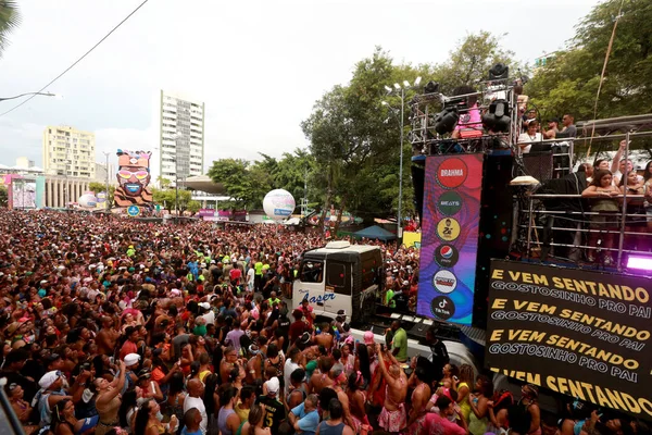 Salvador Bahia Brazil February 2023 Revelers Seen Next Trio Eletrico — Stock Photo, Image