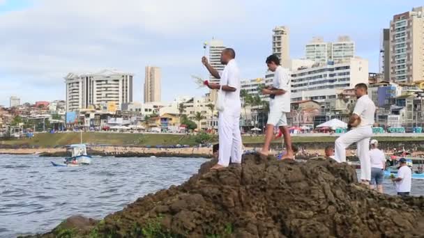 Salvador Bahia Brasil Fevereiro 2023 Membros Religião Candomble São Vistos — Vídeo de Stock