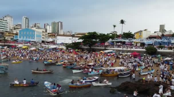 Salvador Bahia Brezilya Şubat 2023 Candomble Dini Üyeleri Rio Vermelho — Stok video
