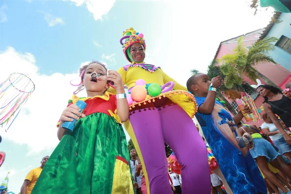 stock image salvador, bahia, brazil - january 1, 2023: children have fun in Pelourinho during carnival in the city of Salvador.