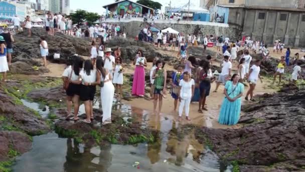 Salvador Bahia Brasil Fevereiro 2023 Membros Religião Candomble São Vistos — Vídeo de Stock