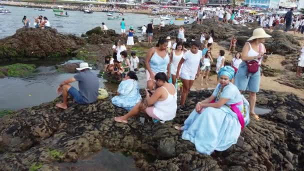 Salvador Bahia Brazil Februari 2023 Medlemmar Candomble Religionen Ses Fest — Stockvideo