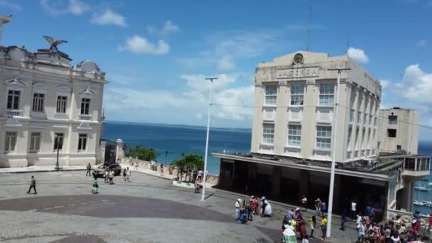 Salvador Bahia Brazil February 2023 Пасажирський Корабель Знаходиться Пірсі Порту — стокове відео