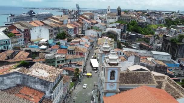 Salvador Bahia Brasil Fevereiro 2023 Vista Pelourinho Centro Histórico Cidade — Vídeo de Stock