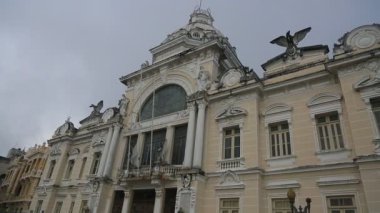 Salvador, Bahia, Brezilya - 8 Mayıs 2023: Salvador 'un Tarihi Merkezi' ndeki Palacio Rio Branco cephesi.