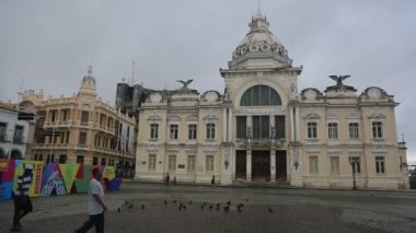 Salvador, Bahia, Brezilya - 8 Mayıs 2023: Salvador 'un Tarihi Merkezi' ndeki Palacio Rio Branco cephesi.