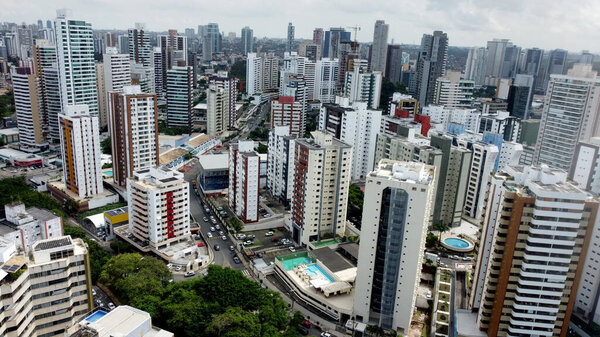 Salvador, bahia, brazil - may 17, 2023: Aerial view of residential buildings in the city of Salvador.