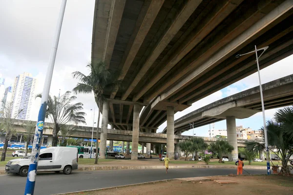 stock image salvador, bahia, brazil - may 17, 2023: view from the viaduct of the region of Rotula do Abacaxi in the city of Salvador.