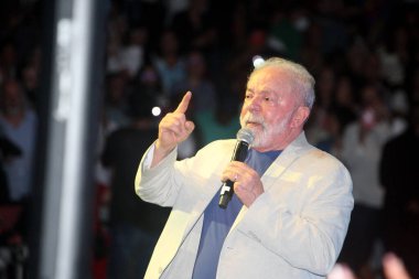 Salvador, Bahia, Brezilya - 11 Mayıs 2023: Luiz Inacio Lula da Silva, Brezilya Cumhurbaşkanı Salvador şehrindeki Paulo Gustavo Kanunu 'na yaptırım uyguladı.