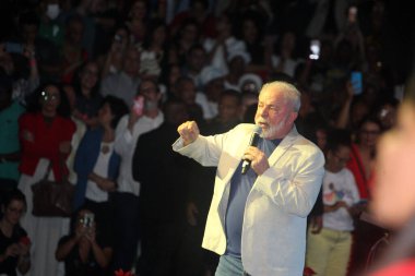 Salvador, Bahia, Brezilya - 11 Mayıs 2023: Luiz Inacio Lula da Silva, Brezilya Cumhurbaşkanı Salvador şehrindeki Paulo Gustavo Kanunu 'na yaptırım uyguladı.