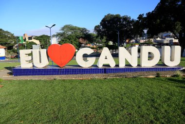 Gandu, Bahia, Brezilya - 19 Mayıs 2023: Gandu şehrinin girişini imzalayın..