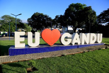 Gandu, Bahia, Brezilya - 19 Mayıs 2023: Gandu şehrinin girişini imzalayın..