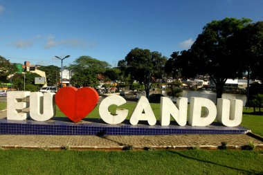 Gandu, Bahia, Brezilya - 19 Mayıs 2023: Gandu şehrinin girişini imzalayın..