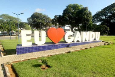Gandu, Bahia, Brezilya - 19 Mayıs 2023: Gandu şehrinin girişini imzalayın..