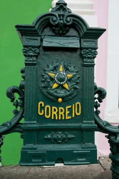 stock image salvador, bahia, brazil - november 20, 2022: Correios Brasileiro mailbox seen in the historic center of the city of Salvador.