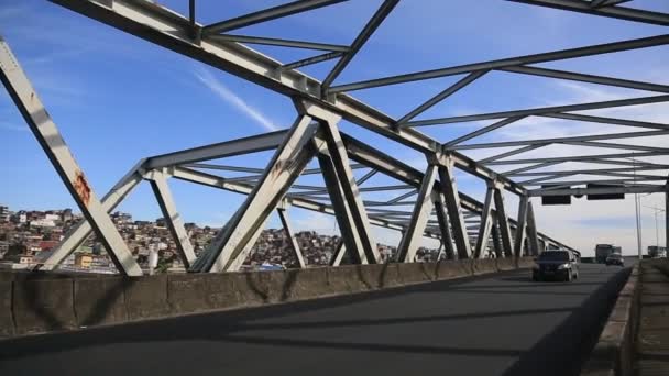 Salvador Bahia Brazilský Květen 2023 Pohled Most Železným Nosníkem Městě — Stock video