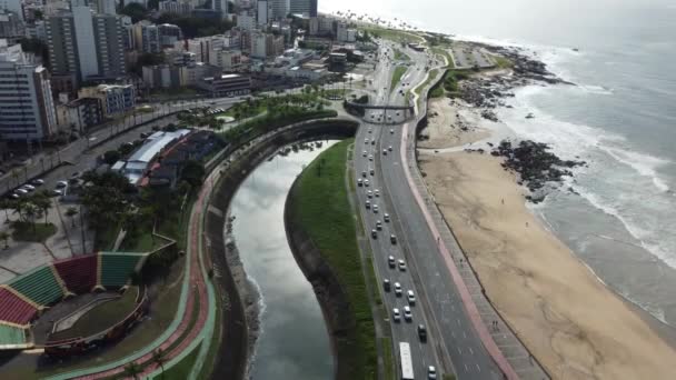 Salvador Bahia Brasilien Maj 2023 Luftfoto Costa Azul Regionen Ved – Stock-video