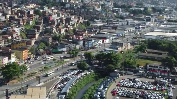 Salvador Bahia Braziliaans Mei 2023 Luchtfoto Van Woningen Aera Favela — Stockvideo