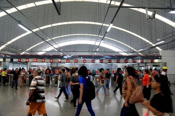 Salvador Bahia Brazil Może 2023 Pasażer Korzystający Stacji Metra Mieście — Zdjęcie stockowe
