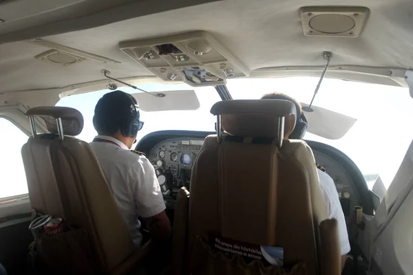 Salvador Bahia Brazil Juni 2023 Pilot Pesawat Terlihat Kokpit Selama — Stok Foto