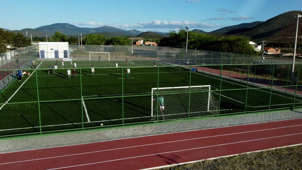 Jequie Bahia Brazil Maj 2023 Ungdomar Ses Fotbollsmatch Syntetisk Gräsplan — Stockfoto